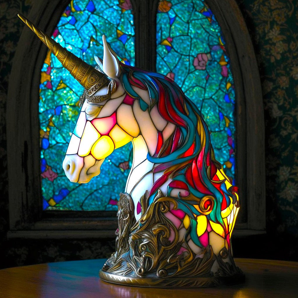 Tiffany Tafellamp Dier met Glas-in-lood Look en LED Verlichting