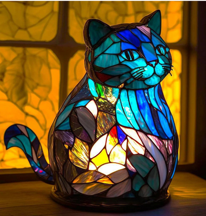 Tiffany Tafellamp Dier met Glas-in-lood Look en LED Verlichting