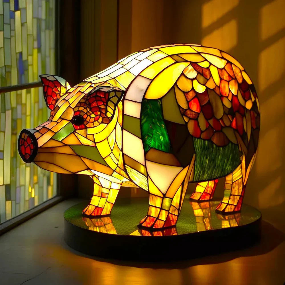 Tiffany Tafellamp Dierenmotief Glas-in-lood Sfeerverlichting