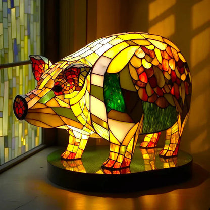 Tiffany Tafellamp Dierenmotief Glas-in-lood Sfeerverlichting