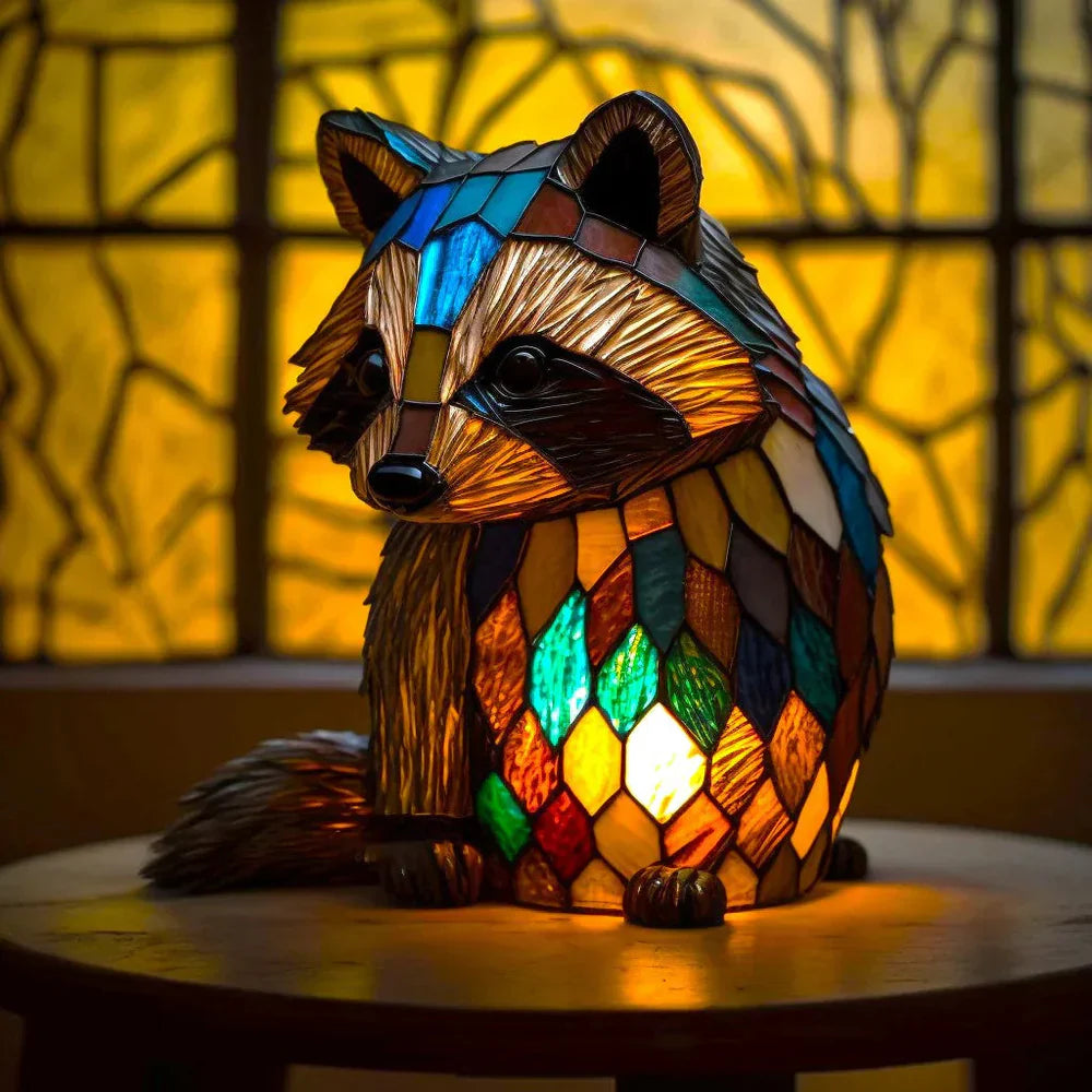 Tiffany Tafellamp Dierenmotief Glas-in-lood Sfeerverlichting
