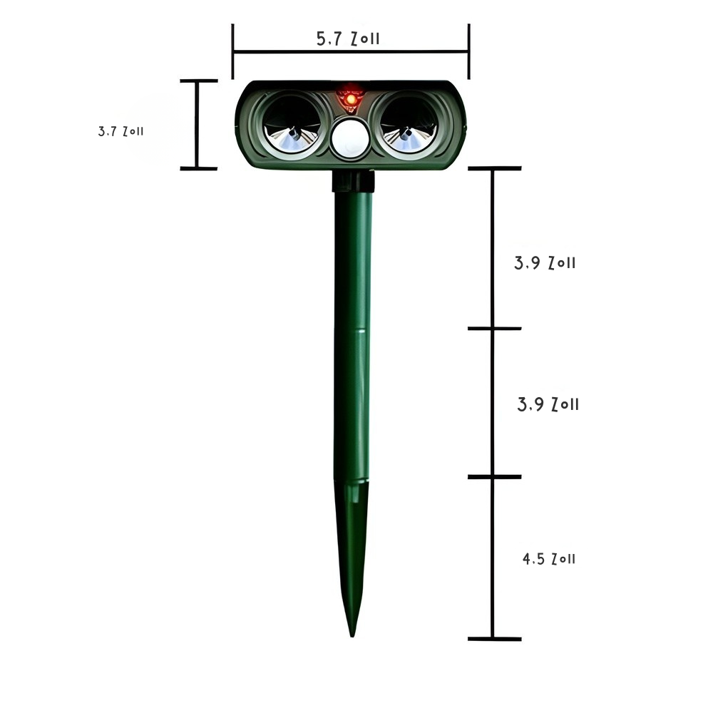 Ultrasoon Dierenafweer op Zonne-energie met PIR-sensor en 180° Detectiebereik