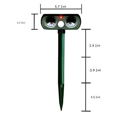 Ultrasoon Dierenafweer op Zonne-energie met PIR-sensor en 180° Detectiebereik
