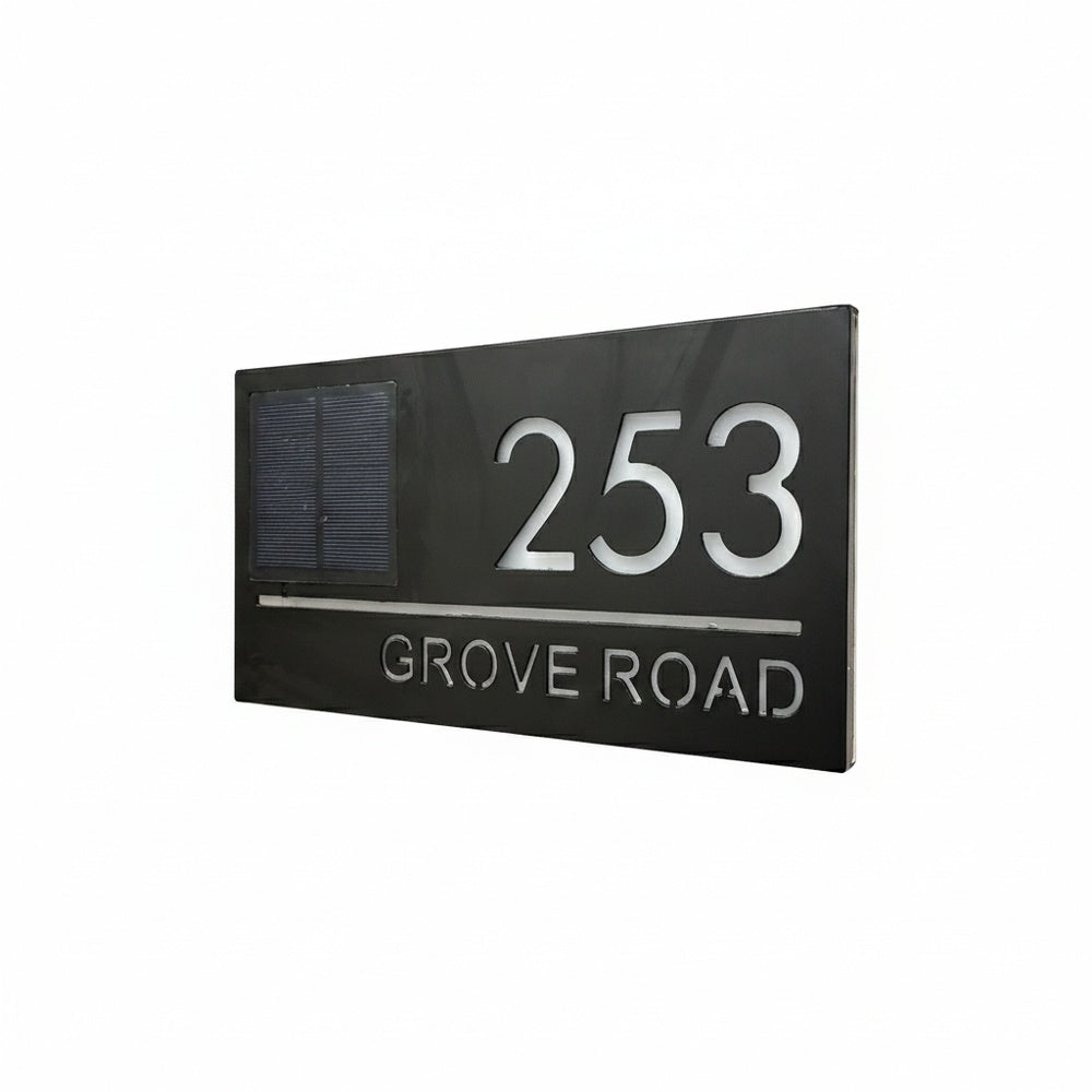 Verlicht Huisnummerbord Solarbediend met LED Verlichting Modern Design