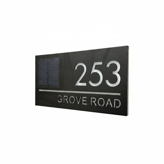 Verlicht Huisnummerbord Solarbediend met LED Verlichting Modern Design