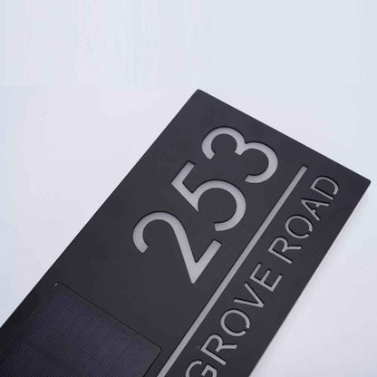 Verlicht Huisnummerbord Solarbediend met LED Verlichting Modern Design