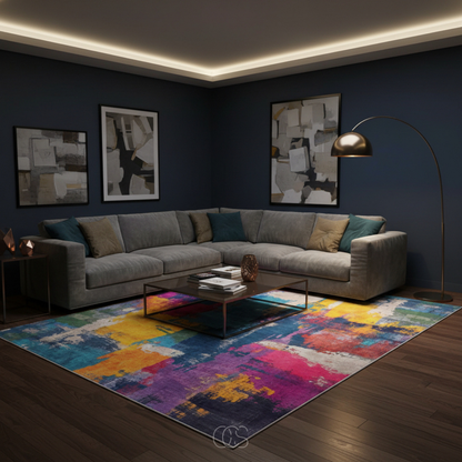 Vloerkleed Abstract Expressionistisch Patroon met Levendige Kleurvlakken ##POS:6##