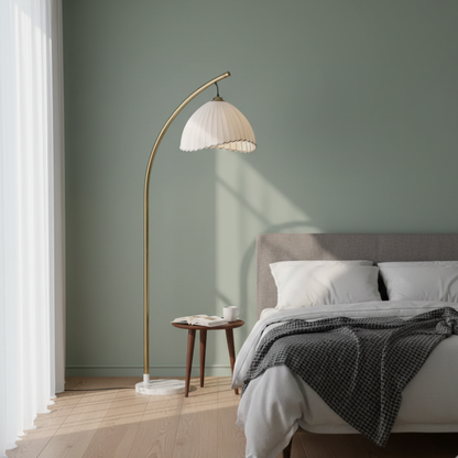 Vloerlamp Bohemian met Gevlochten Kap en Marmeren Voet