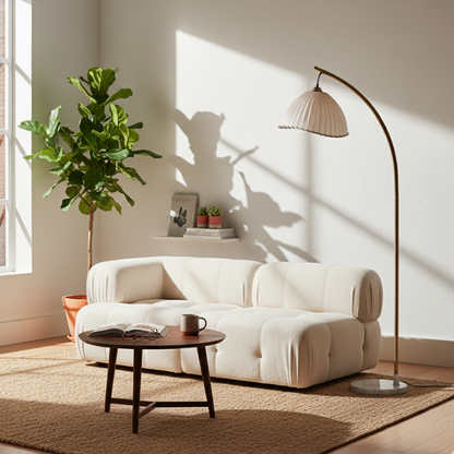 Vloerlamp Bohemian met Gevlochten Kap en Marmeren Voet