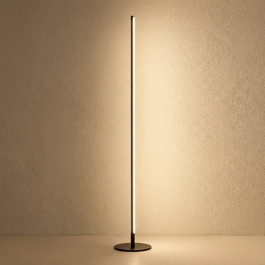Vloerlamp Minimalistisch met Verticale LED Strip en Ronde Voet