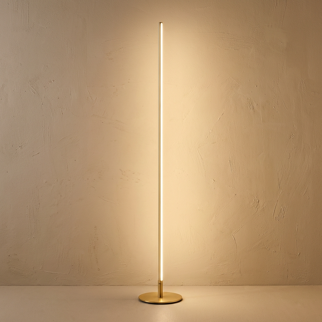 Vloerlamp Minimalistisch met Verticale LED Strip en Ronde Voet