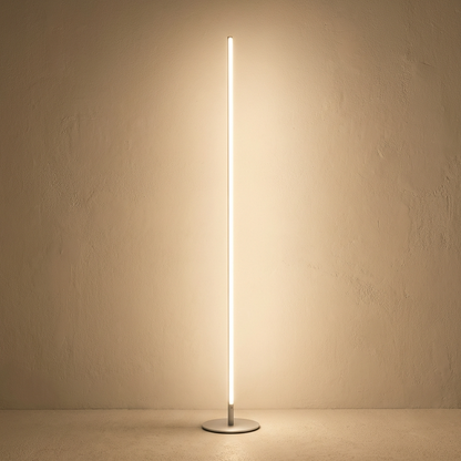 Vloerlamp Minimalistisch met Verticale LED Strip en Ronde Voet
