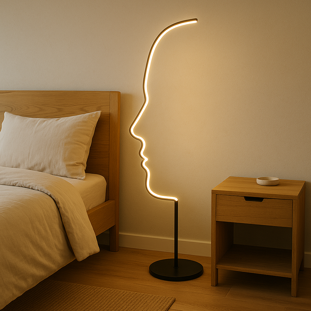 Vloerlamp Modern met Gezicht Silhouet en Geïntegreerde LED