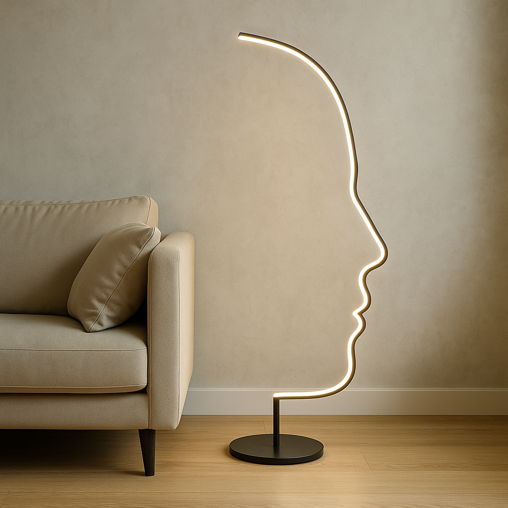 Vloerlamp Modern met Gezicht Silhouet en Geïntegreerde LED