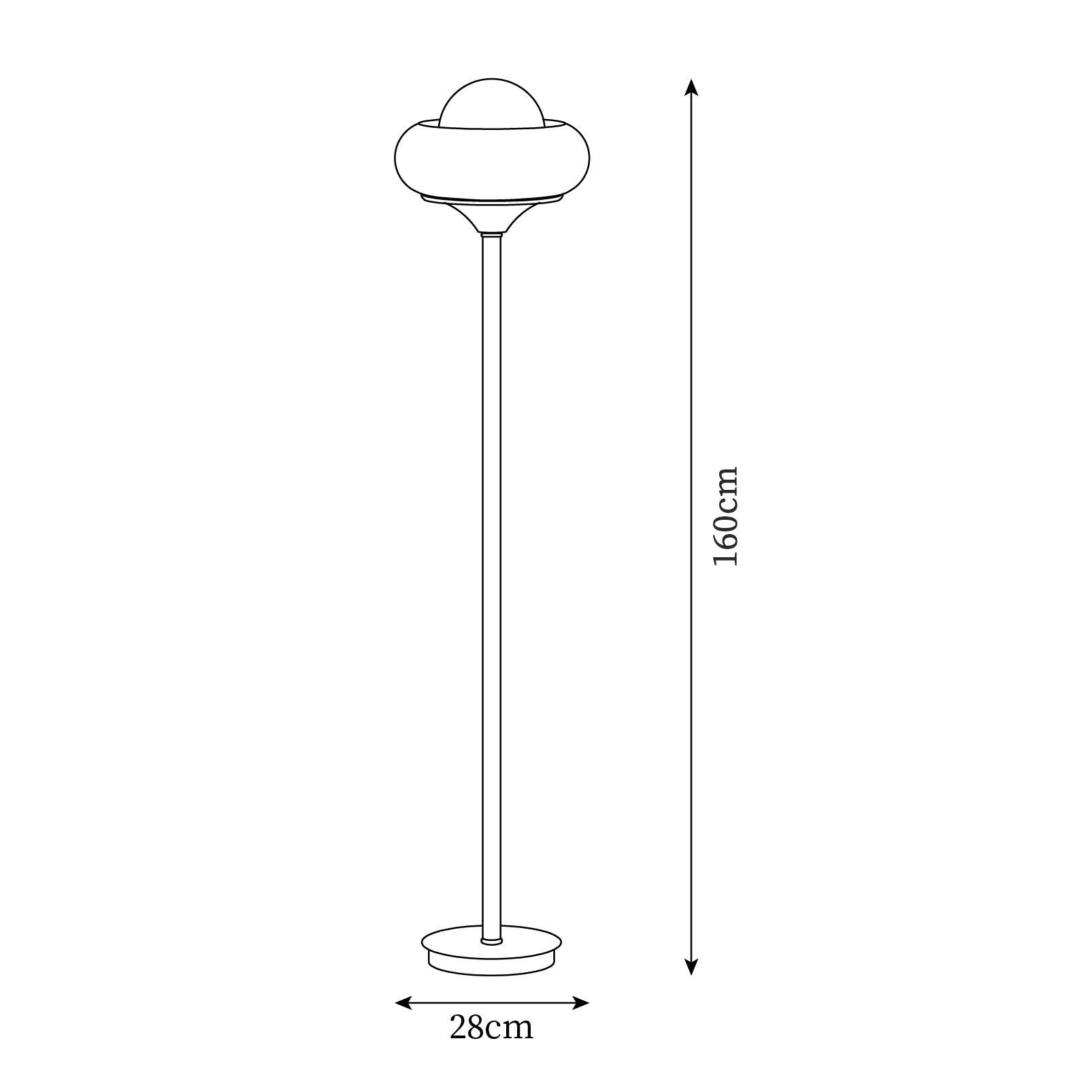 Vloerlamp Retro met Ronde Glazen Kap en Chromen Voet