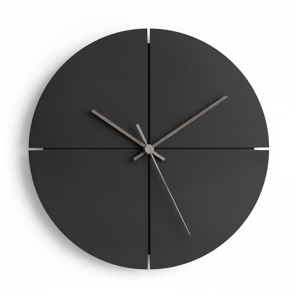 Wandklok Minimalistisch Rond met Stille Quartz en Kruisnaad Design