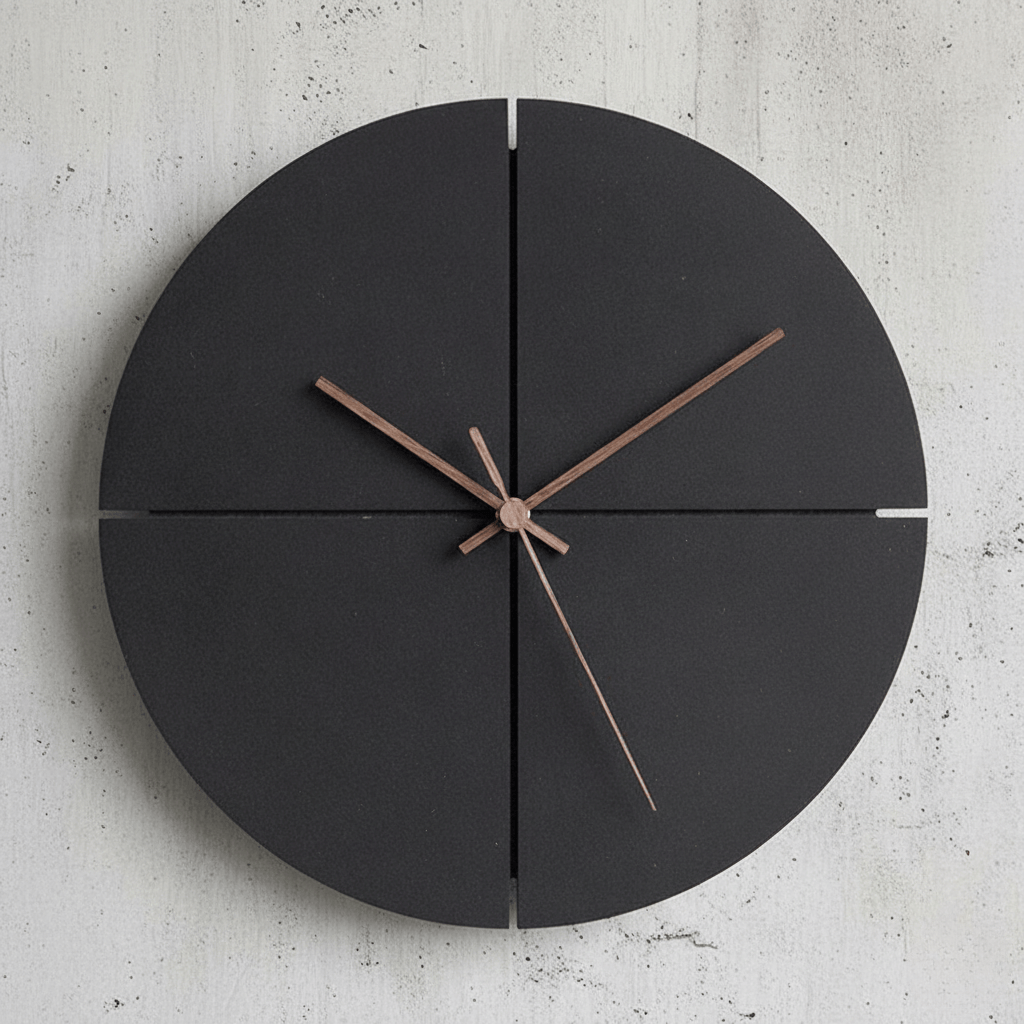 Wandklok Minimalistisch Rond met Stille Quartz en Kruisnaad Design