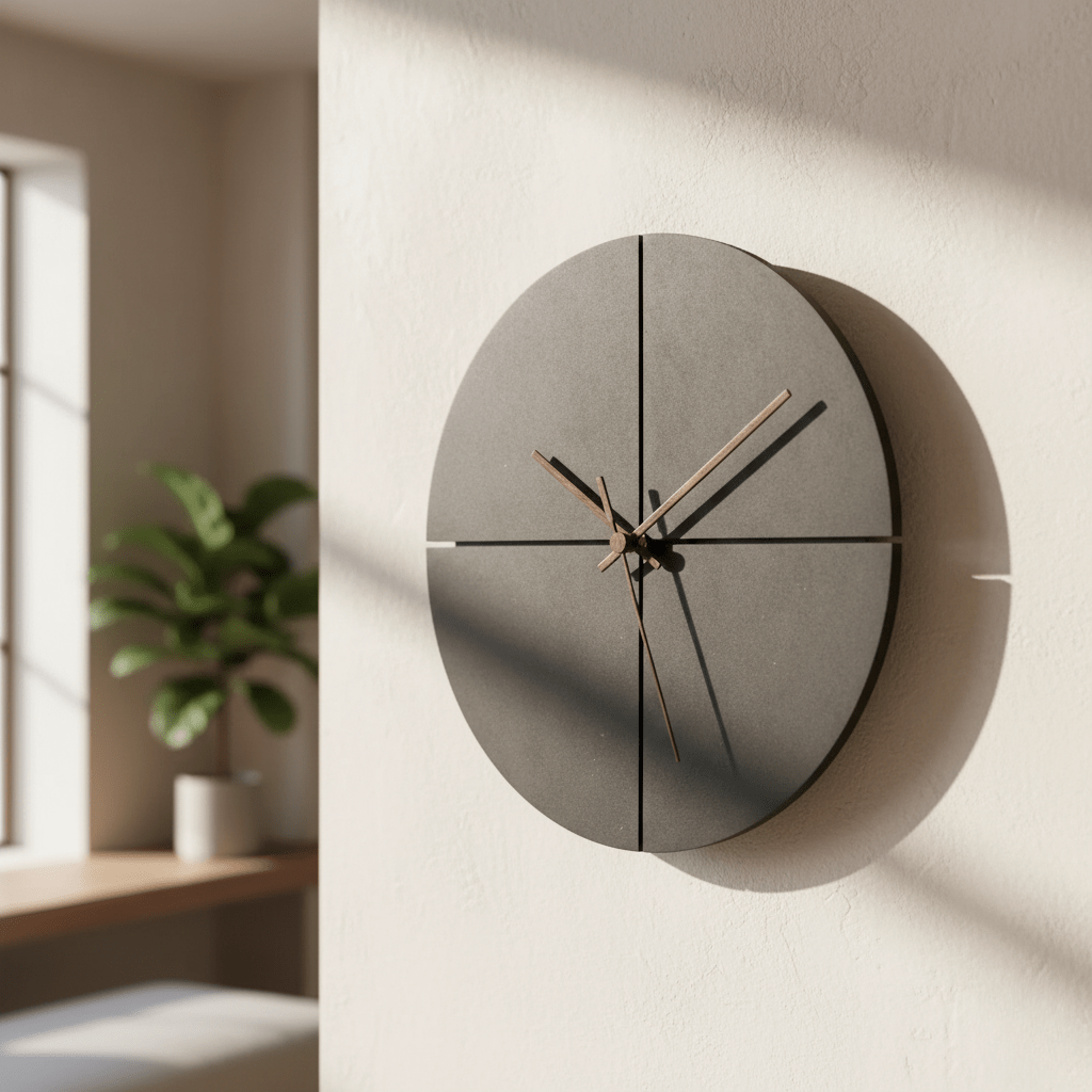 Wandklok Minimalistisch Rond met Stille Quartz en Kruisnaad Design