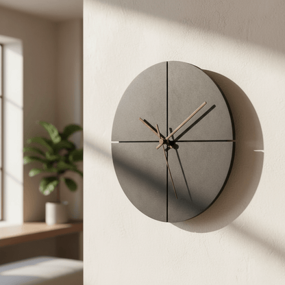 Wandklok Minimalistisch Rond met Stille Quartz en Kruisnaad Design