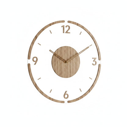 Wandklok Scandinavisch met Transparant Acryl en Houten Middenstuk Rond