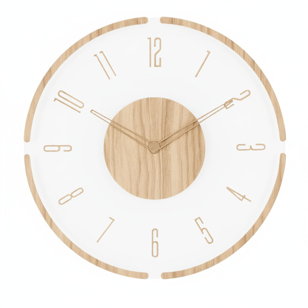Wandklok Scandinavisch met Transparant Acryl Kader en Geruisloos Uurwerk