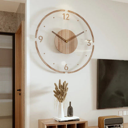 Wandklok Scandinavisch met Transparant Acryl Kader en Geruisloos Uurwerk