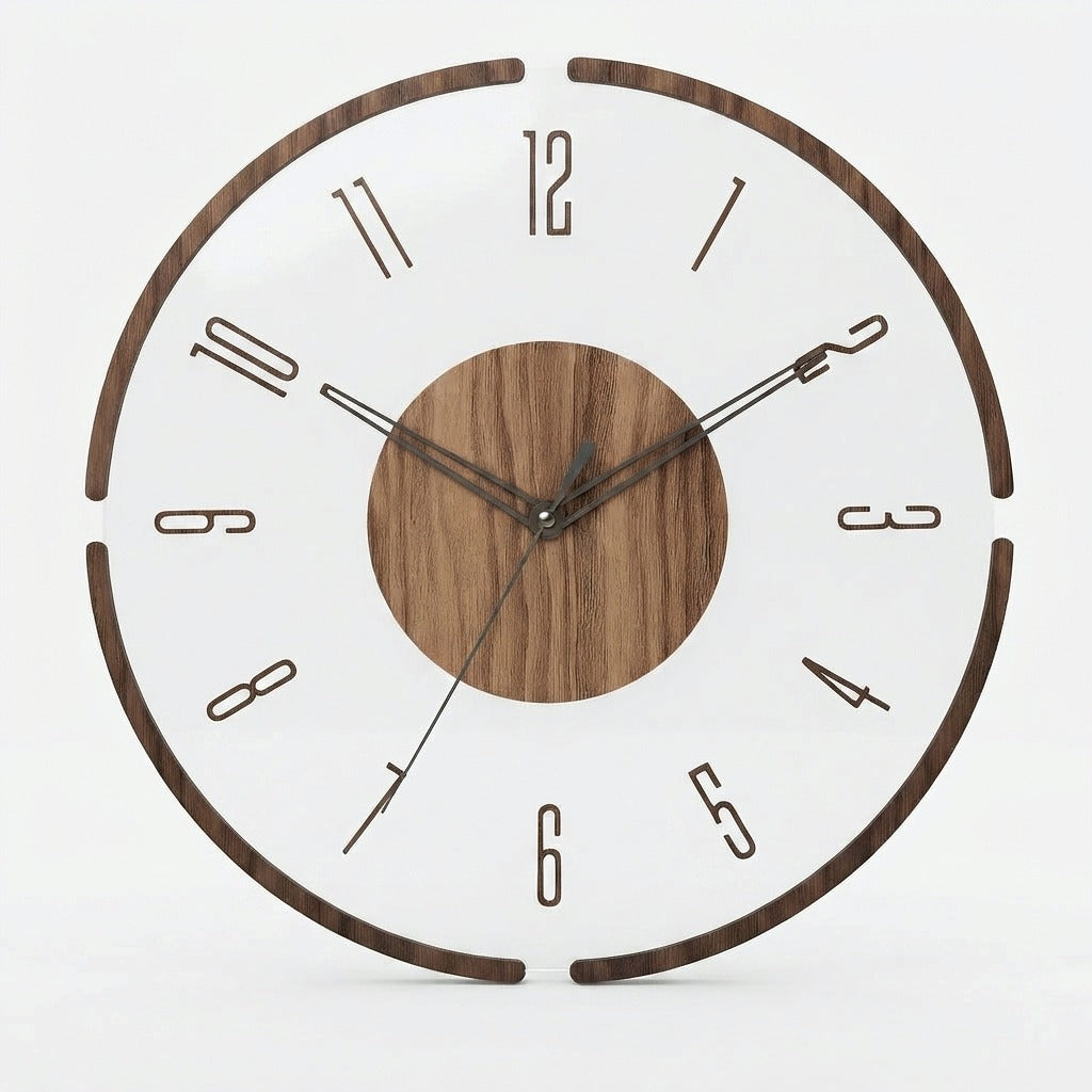 Wandklok Scandinavisch met Transparant Acryl Kader en Geruisloos Uurwerk