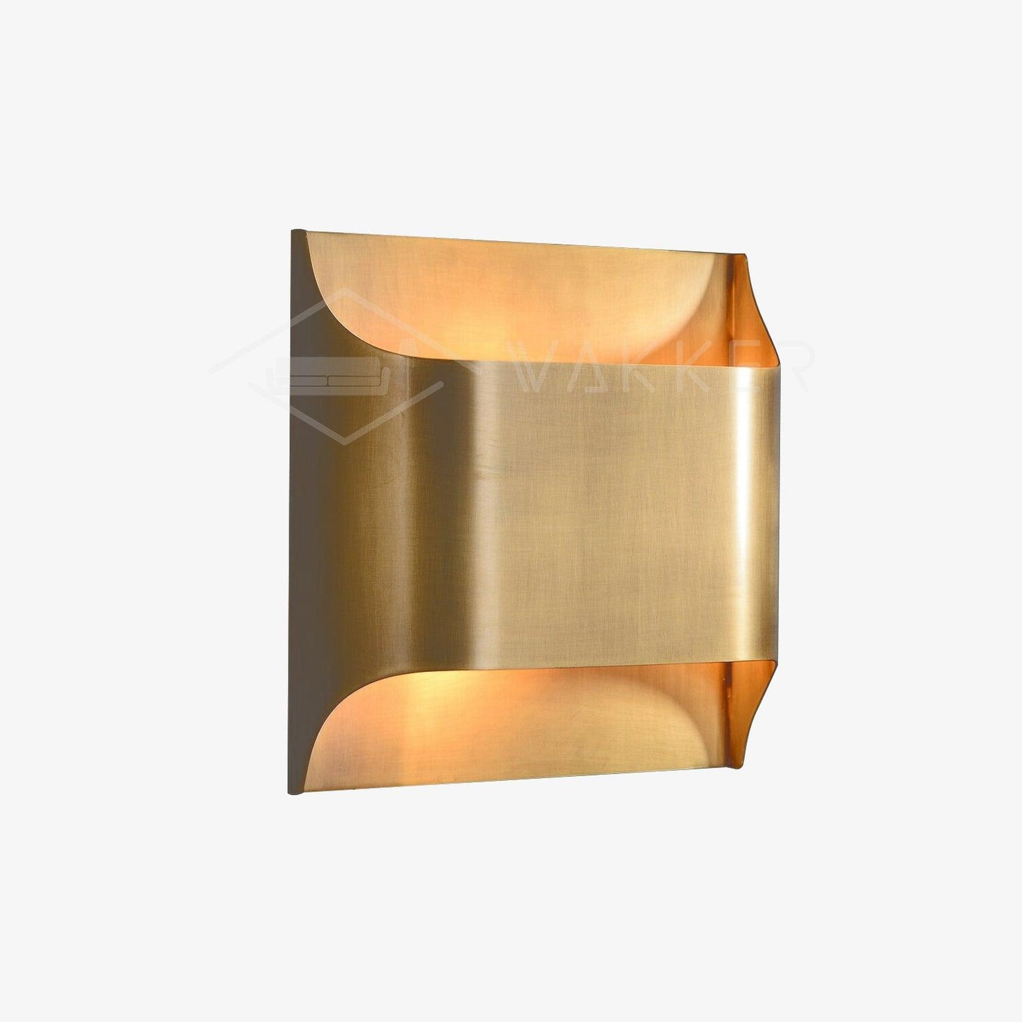 Wandlamp Art Deco met Gebogen Metalen Kap en Omhoog-Omlaag Lichteffect