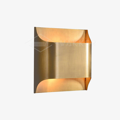 Wandlamp Art Deco met Gebogen Metalen Kap en Omhoog-Omlaag Lichteffect