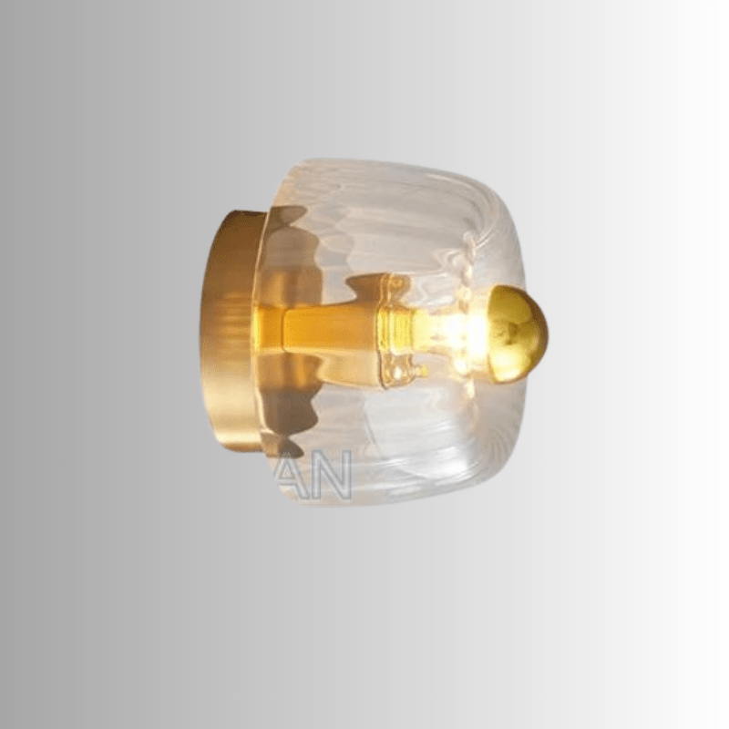Wandlamp Art Deco met Gedraaid Glazen Bol en Zonnestraal Lichteffect