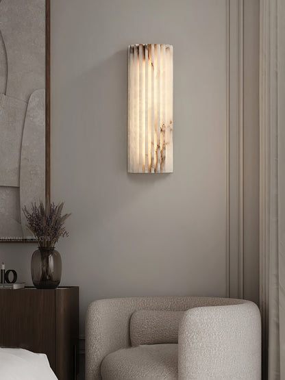 Wandlamp Art Deco met Geribbeld Alabasten Kap en Geïntegreerde LED