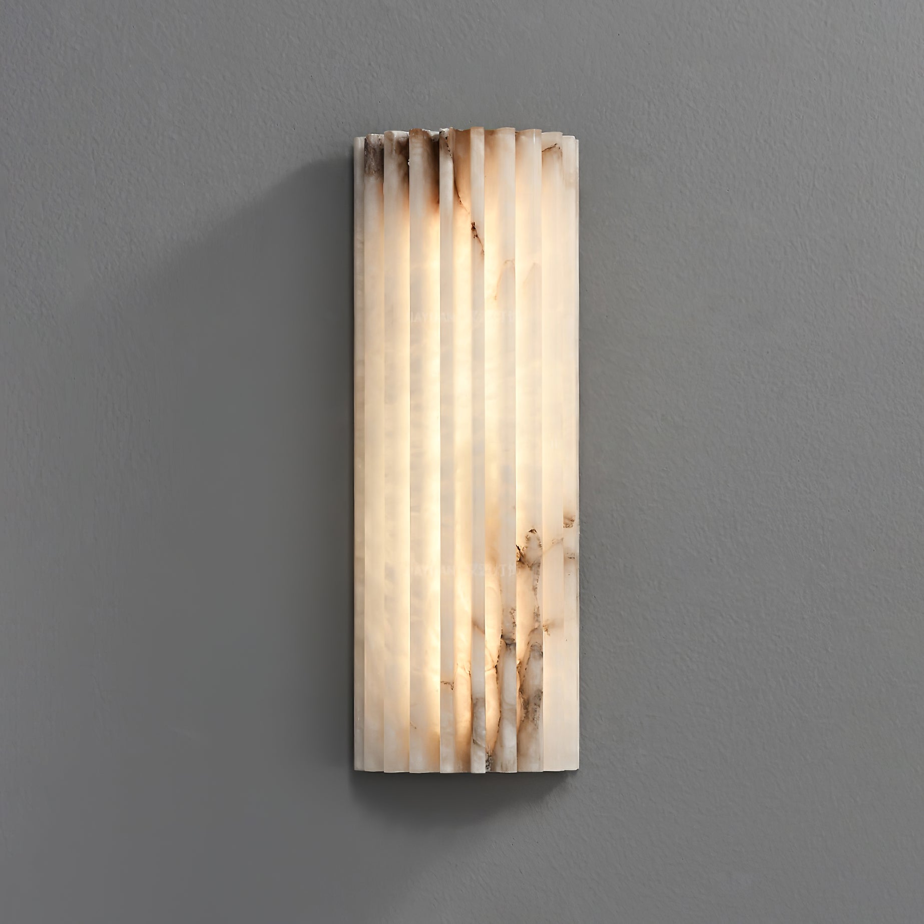 Wandlamp Art Deco met Geribbeld Alabasten Kap en Geïntegreerde LED