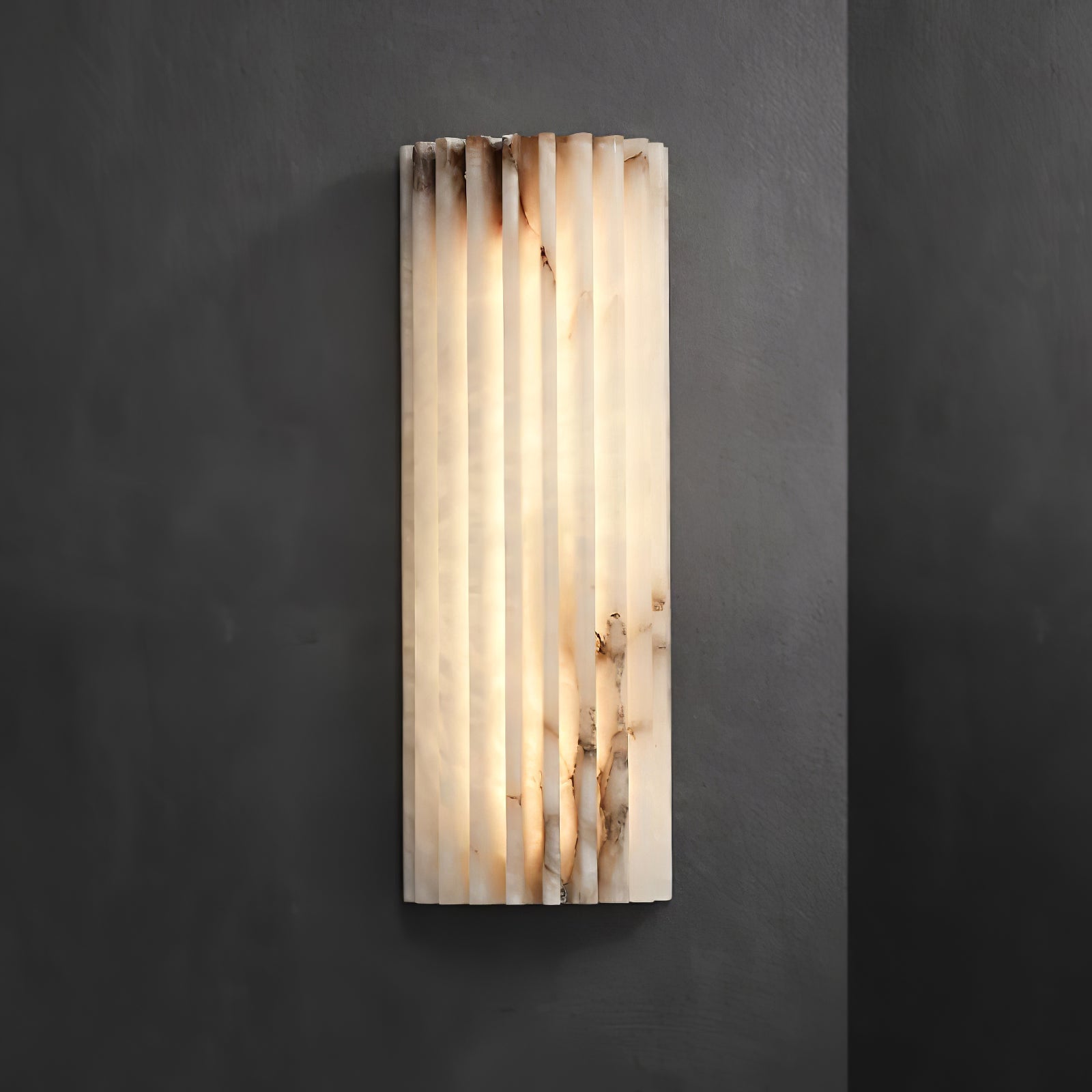 Wandlamp Art Deco met Geribbeld Alabasten Kap en Geïntegreerde LED