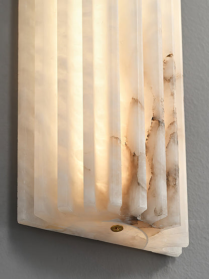 Wandlamp Art Deco met Geribbeld Alabasten Kap en Geïntegreerde LED