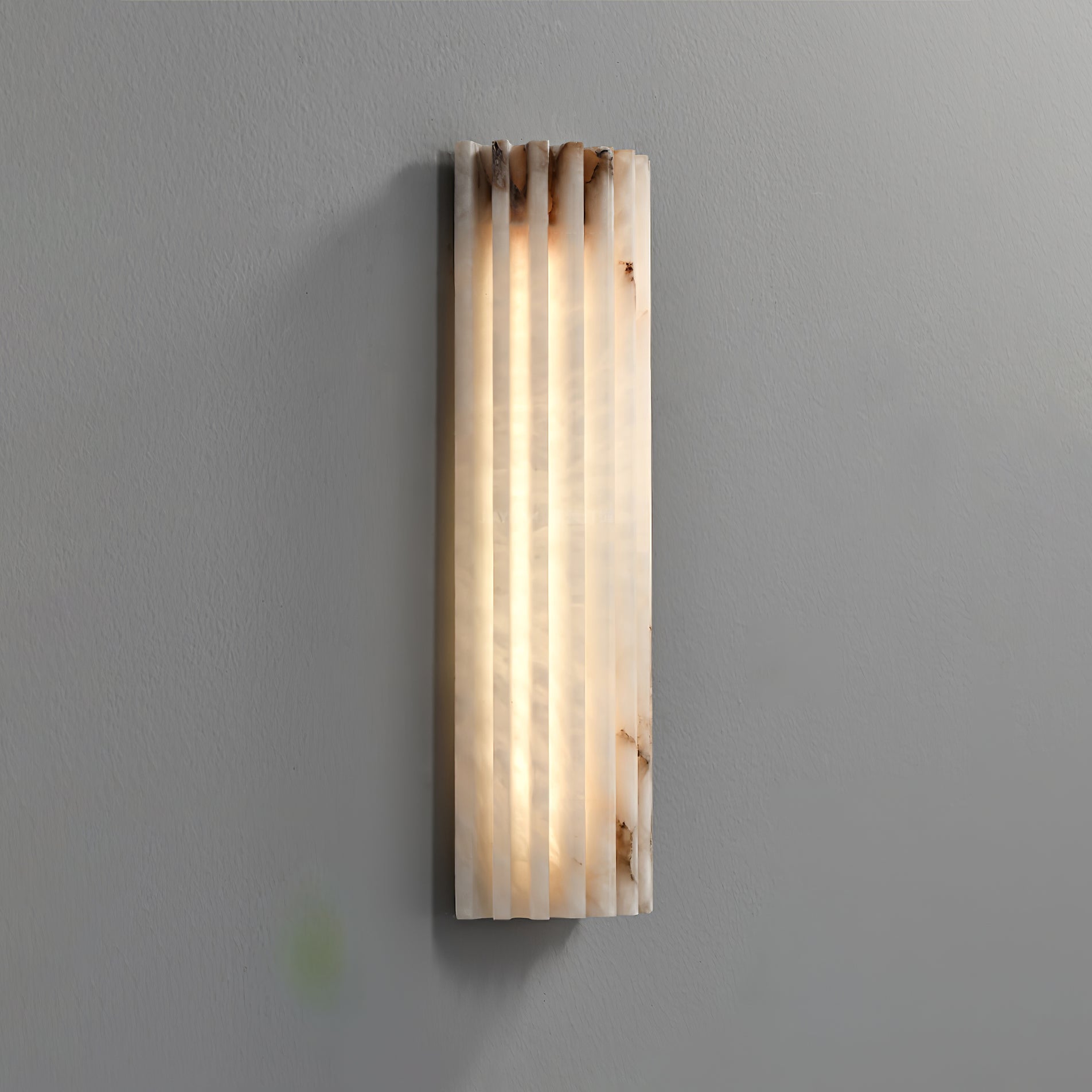 Wandlamp Art Deco met Geribbeld Alabasten Kap en Geïntegreerde LED