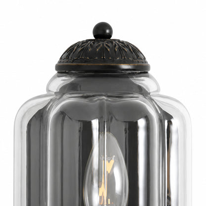 Wandlamp Art Deco met Geribbelde Glazen Kap en Sierlijk Messing Frame