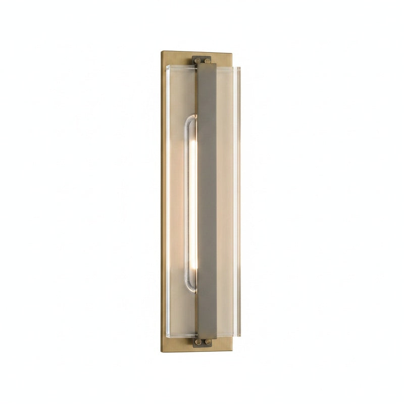 Wandlamp Art Deco met Glazen Kap en Messing Frame