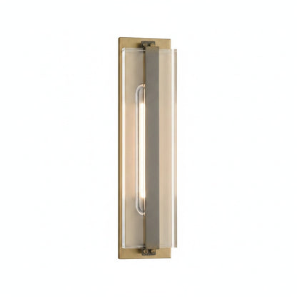 Wandlamp Art Deco met Glazen Kap en Messing Frame