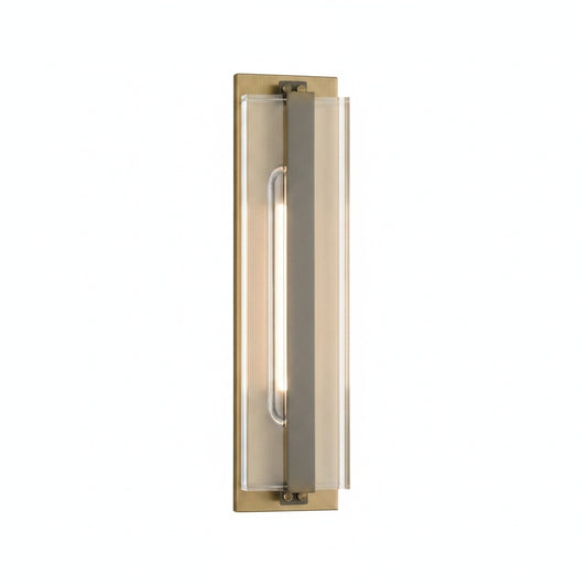 Wandlamp Art Deco met Glazen Kap en Messing Frame