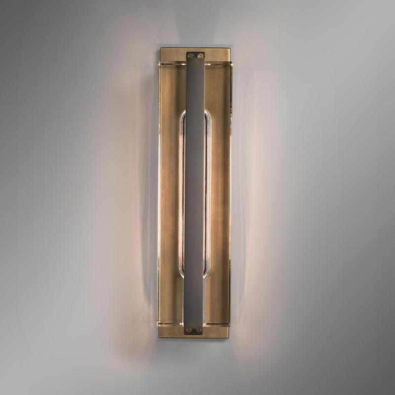 Wandlamp Art Deco met Glazen Kap en Messing Frame