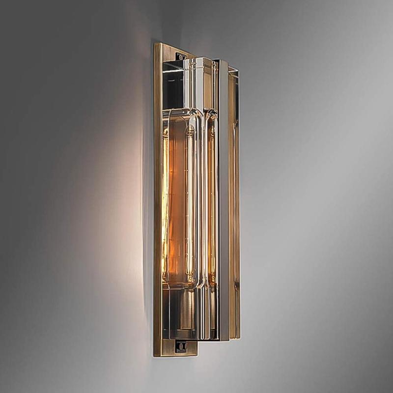 Wandlamp Art Deco met Glazen Kap en Messing Frame