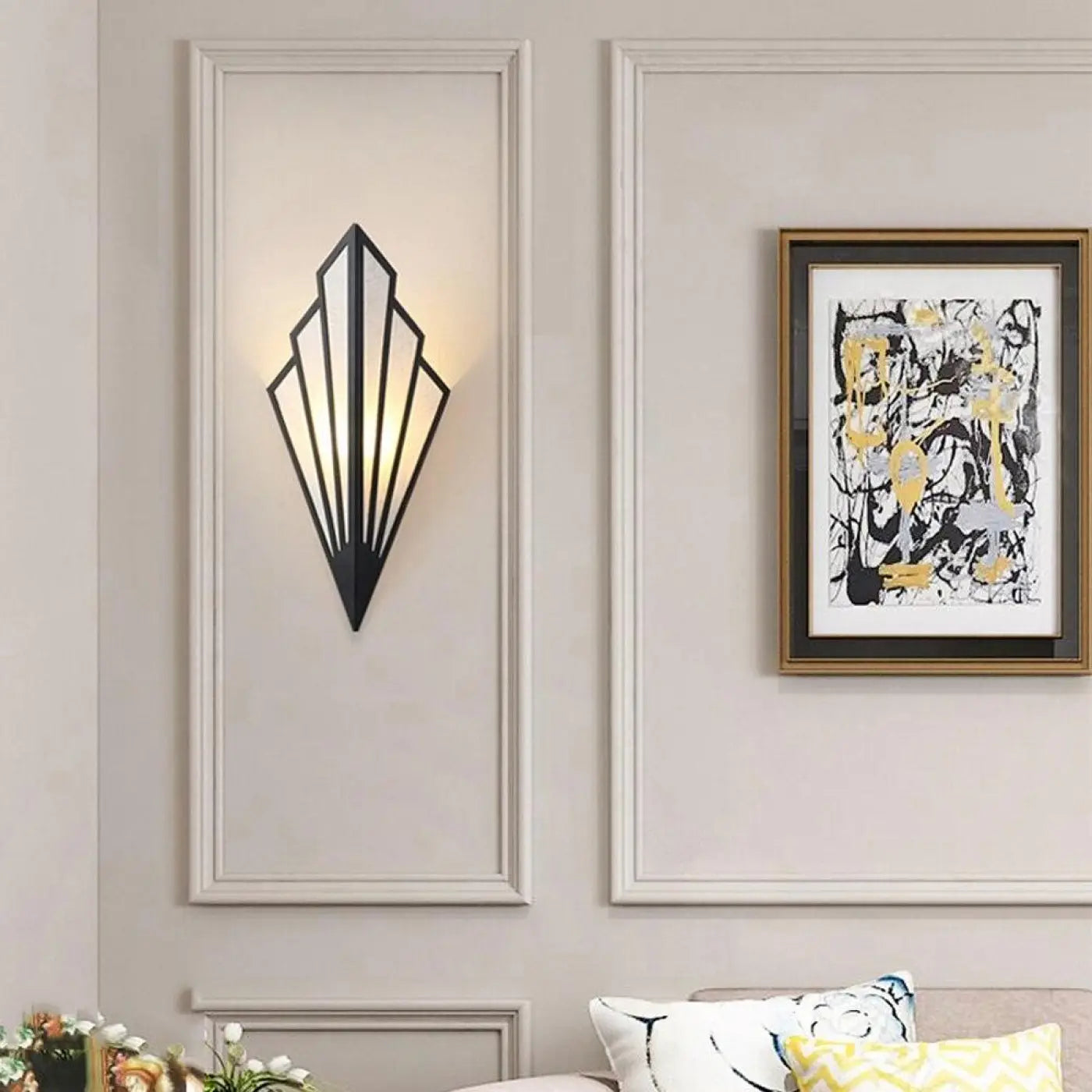 Wandlamp Art Deco met Ruitvorm en Gefrost Glas