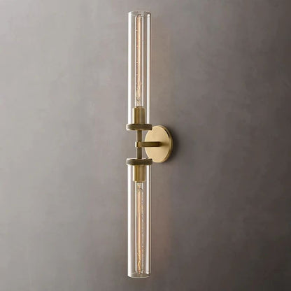 Wandlamp Art Deco met Twee Glazen Buiskapjes en Vaste Bedrading