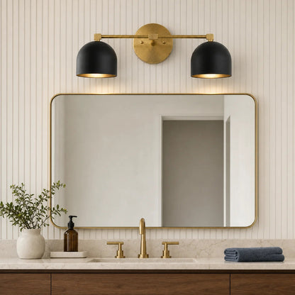 Wandlamp Badkamer Retro met Twee Koepelkappen en Metalen Frame