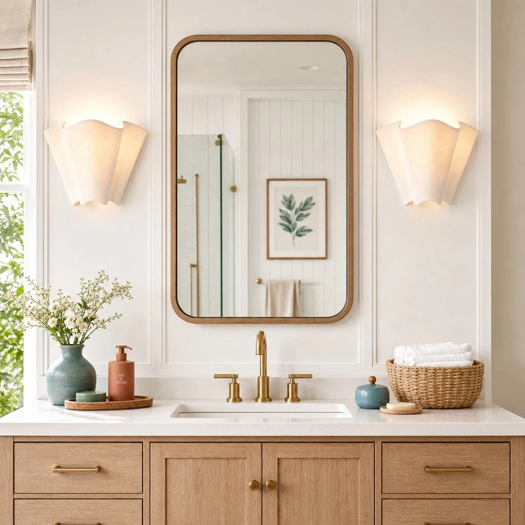 Wandlamp Bohemian met Golvende Linnen Kap en Bloemenvorm