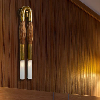 Wandlamp Boho met U-Boog en Glazen Buizen voor Twee Lichtpunten