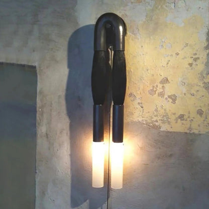Wandlamp Boho met U-Boog en Glazen Buizen voor Twee Lichtpunten