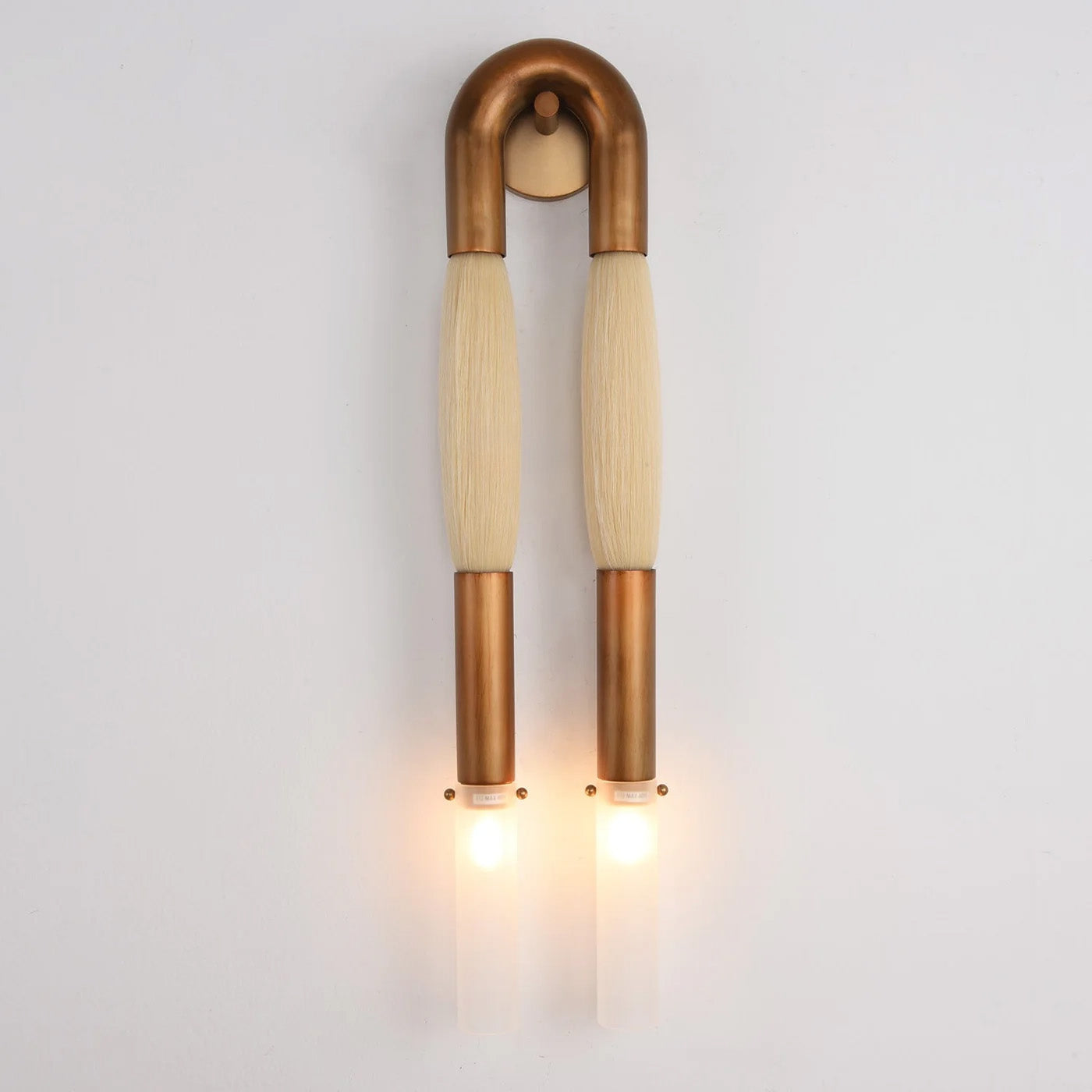 Wandlamp Boho met U-Boog en Glazen Buizen voor Twee Lichtpunten