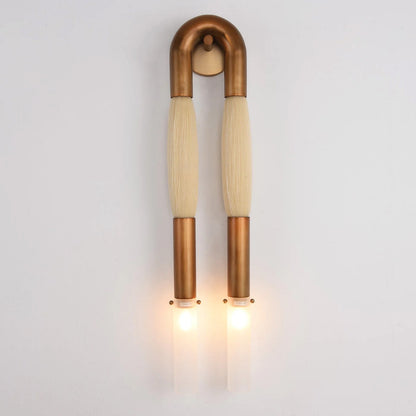 Wandlamp Boho met U-Boog en Glazen Buizen voor Twee Lichtpunten