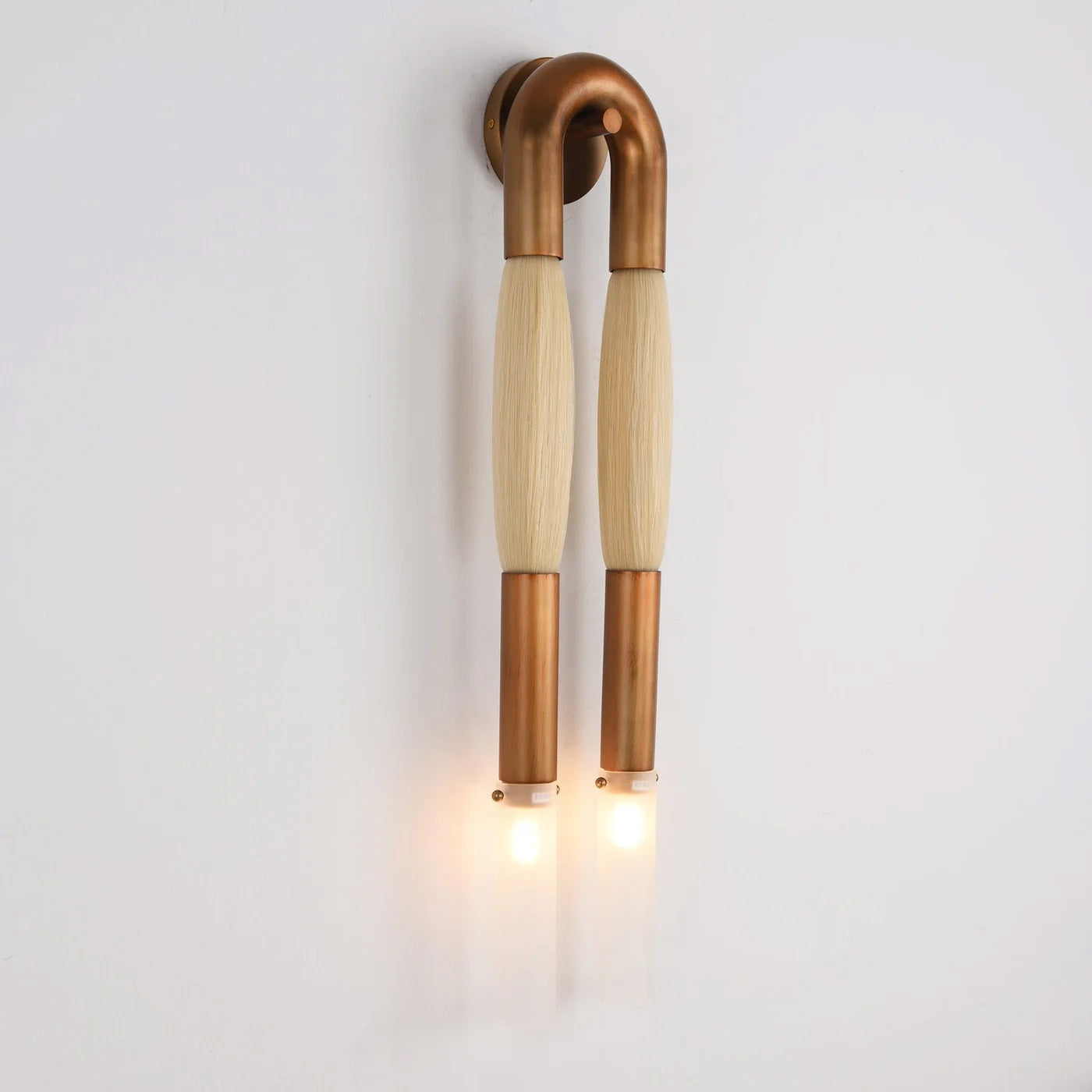 Wandlamp Boho met U-Boog en Glazen Buizen voor Twee Lichtpunten